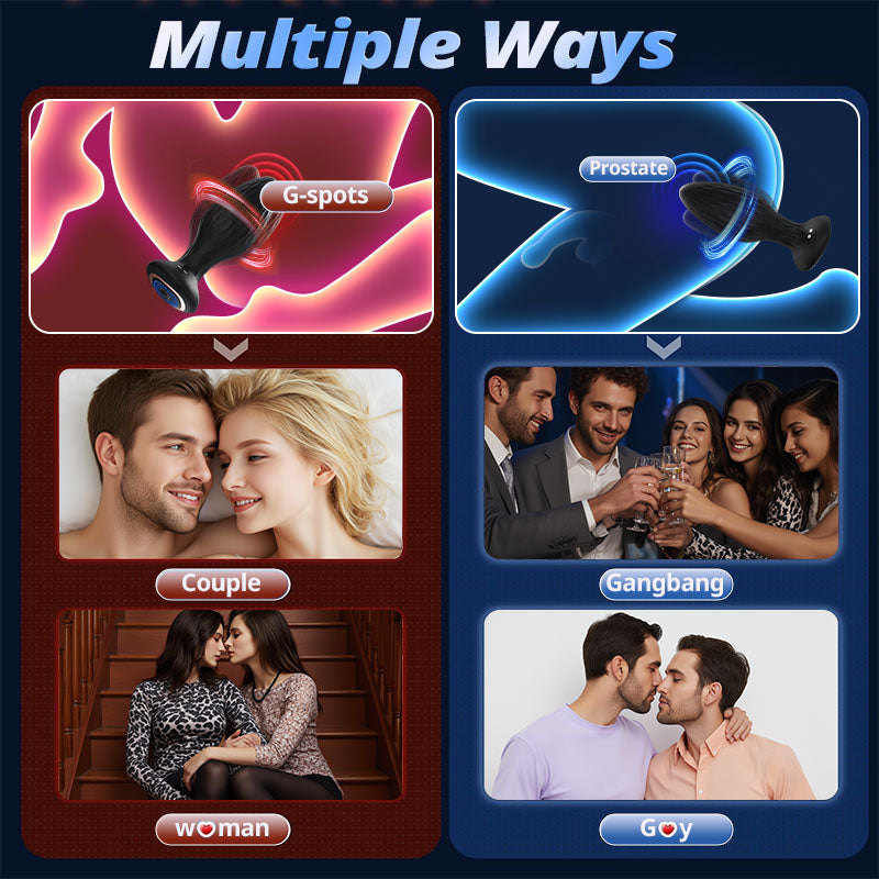 LED Light 360° Rotation & Vibration Remote Control Anal Plug For Solo or Couple