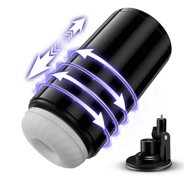 Lightspeed - 4 in 1 Masturbator Cup 7 Thrutings & 7 Rotatings Suction Cup Mount Magnetic Inner Liner