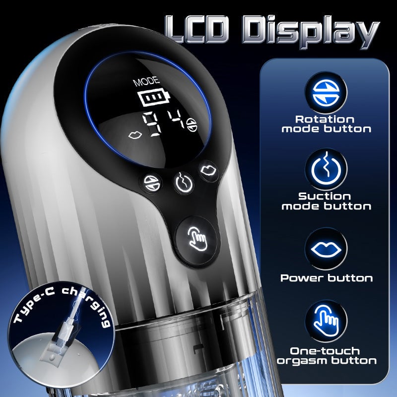 9 Rotating & 4 Suction & Licking Pocket Pussy One-Touch Boost Automatic Male Masturbator