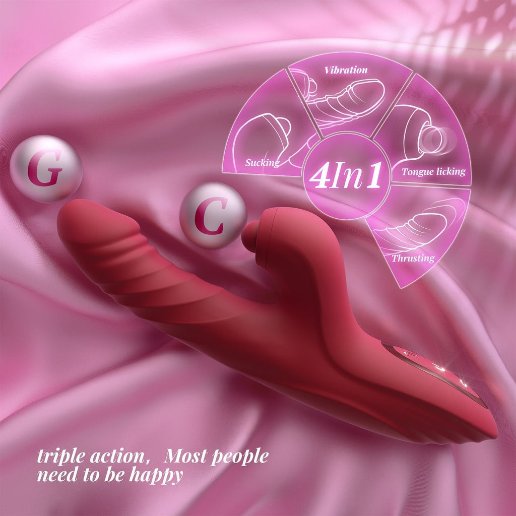 CHERLY 4 in 1 G Spot thrusting & sucking vibrator Clitoral Stimulator