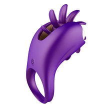 Load image into Gallery viewer, Rotating magic tongue vibration ring men's penis ring lock essence ring rechargeable vibration ring flirting