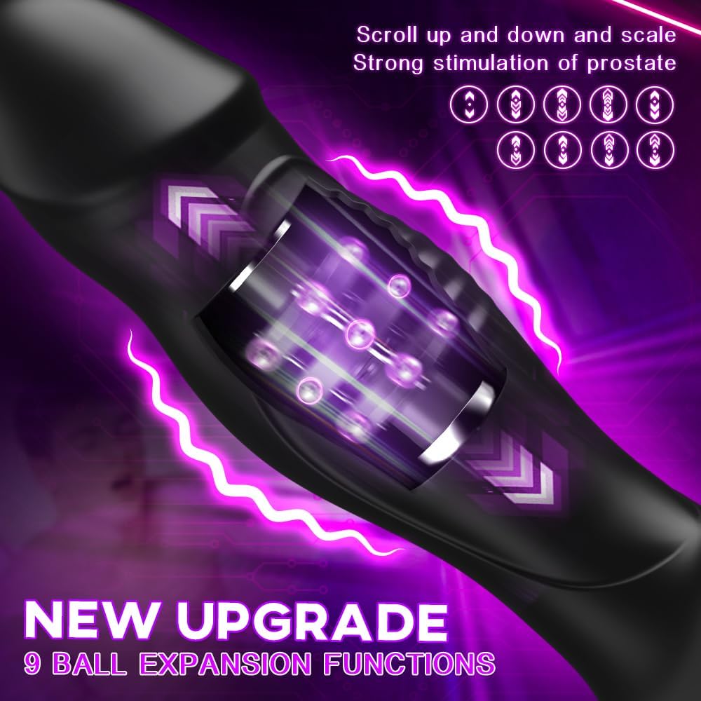 Prostate Massager Anal Toys with Penis Ring 9 Swing Rolling Vibrating Butt Plug