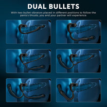 Load image into Gallery viewer, Vibrating Cock Ring Taint Stimulator with Dual Mini Bullet
