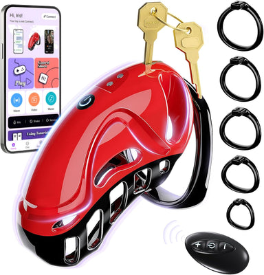 APP Remote Control Male Chastity Devices Sissy Cock Cage with 10 Vibrations
