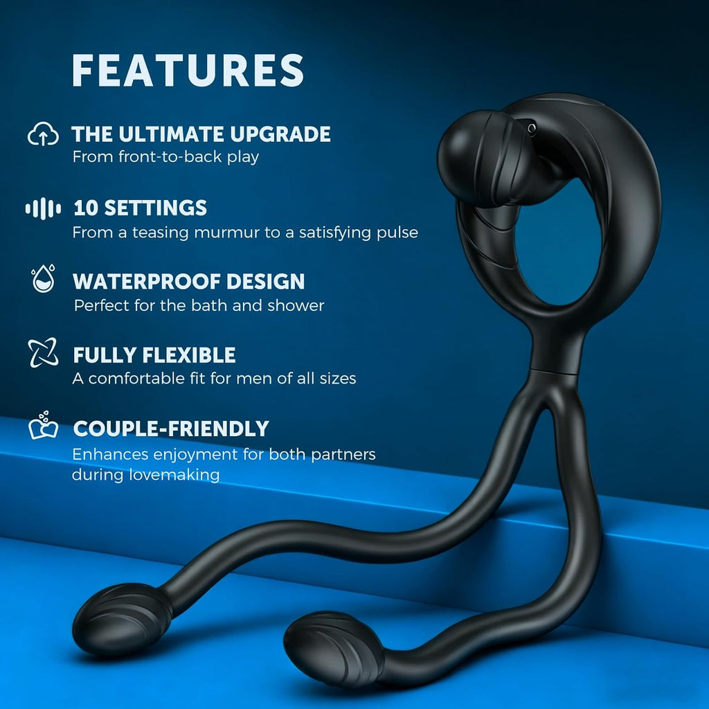 Vibrating Cock Ring Taint Stimulator with Dual Mini Bullet