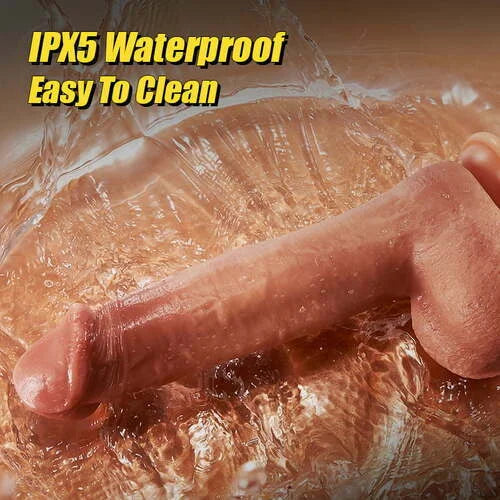 9-Frequency Vibration Thrusting Swing Realistic Liquid Silicone Dildo - 8.66 Inch