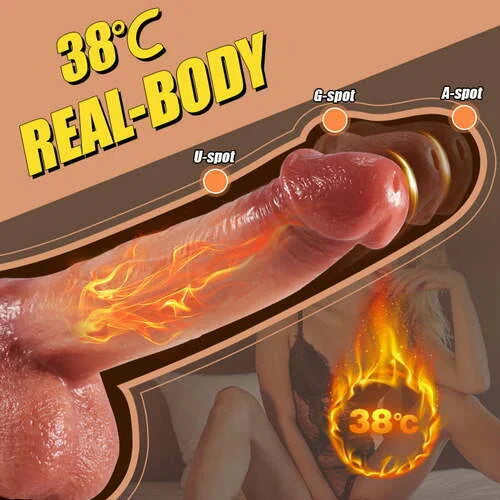 9-Frequency Vibration Thrusting Swing Realistic Liquid Silicone Dildo - 8.66 Inch
