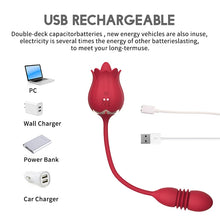 Load image into Gallery viewer, Thrusting Rose Vibrator For Women Dildo, Rose Clitoris Stimulator Tongue Licking
