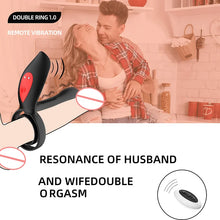 Load image into Gallery viewer, Adult sex products men's ring vibrating lock fine ring double ring male and female resonator electric negative vibrator