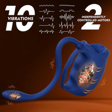 Load image into Gallery viewer, A 2-in-1 male penis vibrator with a detachable anal plug and penis ring, hands-free design, for penis training